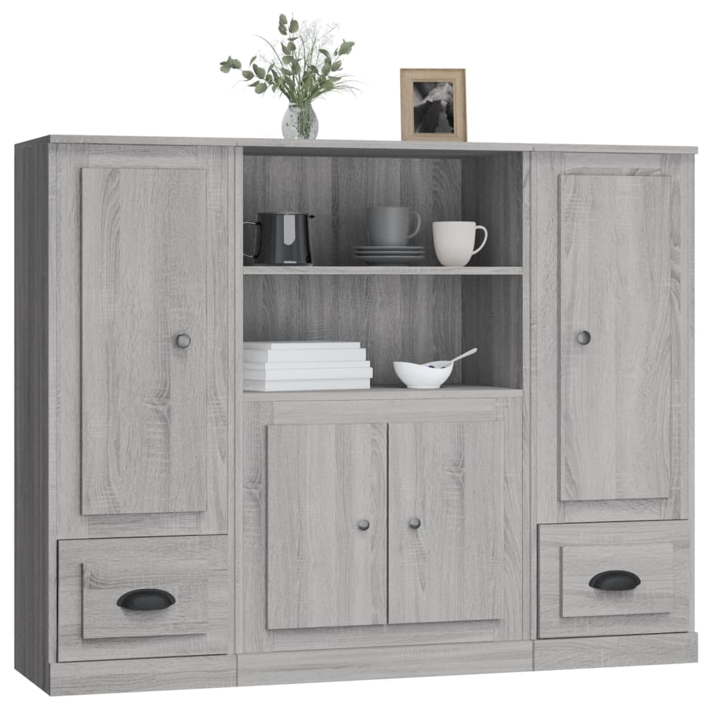 vidaXL Highboards 3 pcs Grey Sonoma Engineered Wood