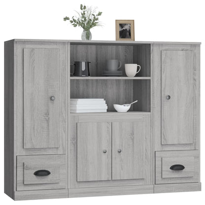 vidaXL Highboards 3 pcs Grey Sonoma Engineered Wood