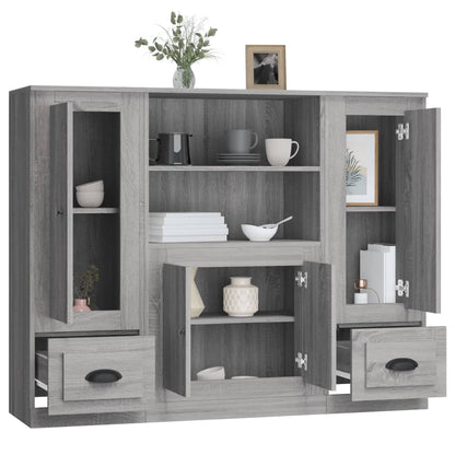 vidaXL Highboards 3 pcs Smoked Oak Engineered Wood
