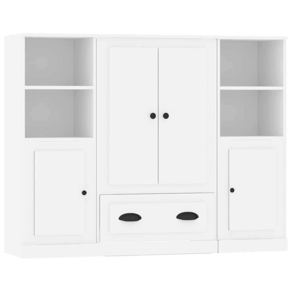 vidaXL Highboards 3 pcs White Engineered Wood