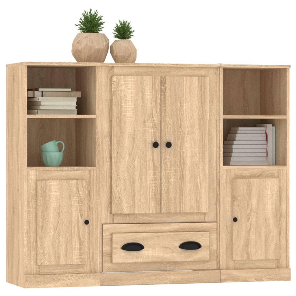 vidaXL Highboards 3 pcs Sonoma Oak Engineered Wood