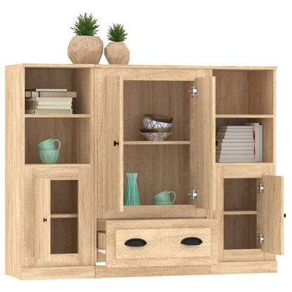 vidaXL Highboards 3 pcs Sonoma Oak Engineered Wood