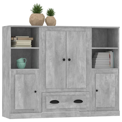 vidaXL Highboards 3 pcs Concrete Grey Engineered Wood