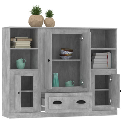 vidaXL Highboards 3 pcs Concrete Grey Engineered Wood