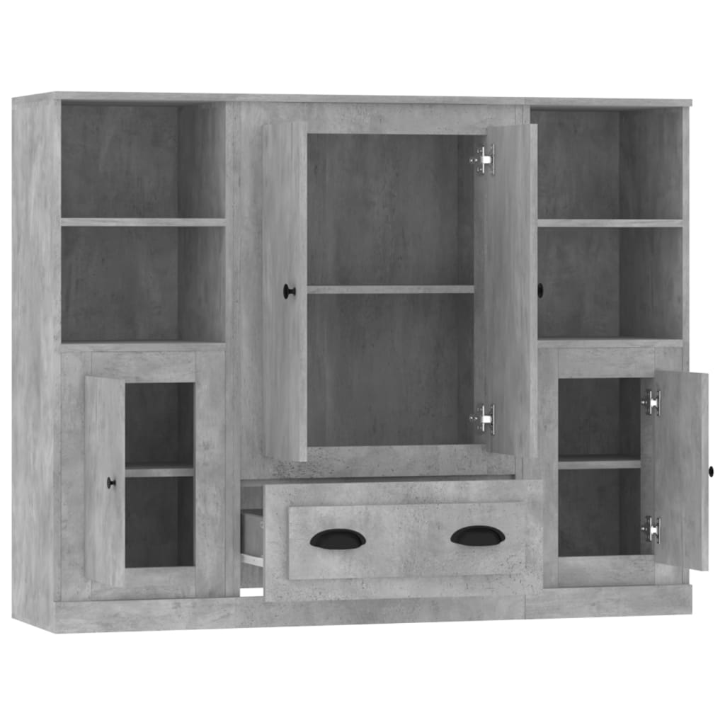 vidaXL Highboards 3 pcs Concrete Grey Engineered Wood