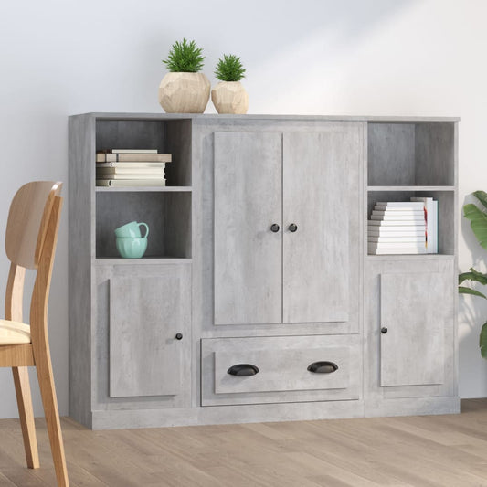 vidaXL Highboards 3 pcs Concrete Grey Engineered Wood
