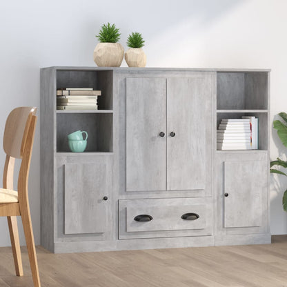 vidaXL Highboards 3 pcs Concrete Grey Engineered Wood