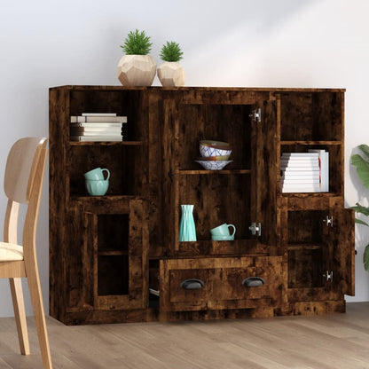 vidaXL Highboards 3 pcs Smoked Oak Engineered Wood