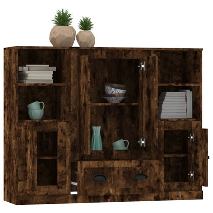 vidaXL Highboards 3 pcs Smoked Oak Engineered Wood