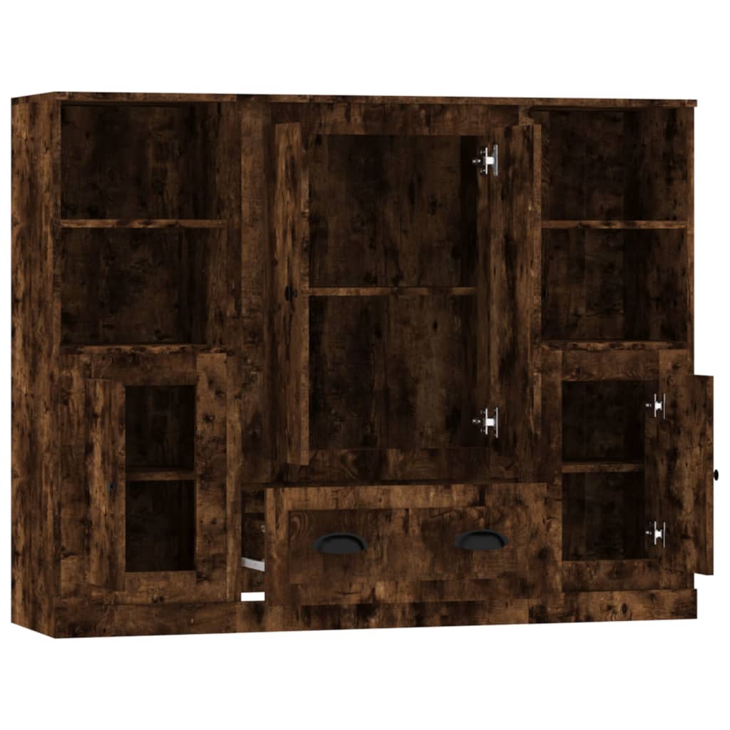 vidaXL Highboards 3 pcs Smoked Oak Engineered Wood