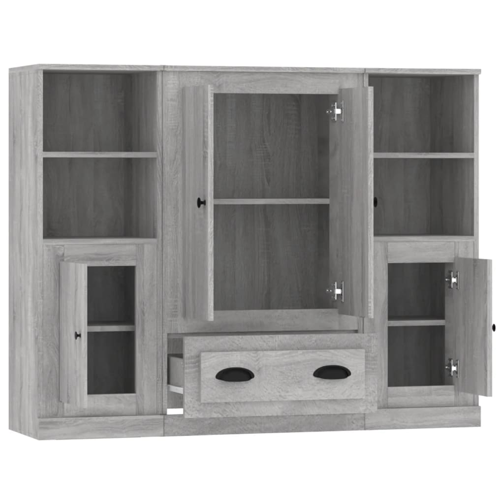vidaXL Highboards 3 pcs Grey Sonoma Engineered Wood