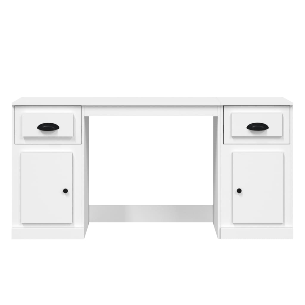 vidaXL Desk with Cabinet White Engineered Wood