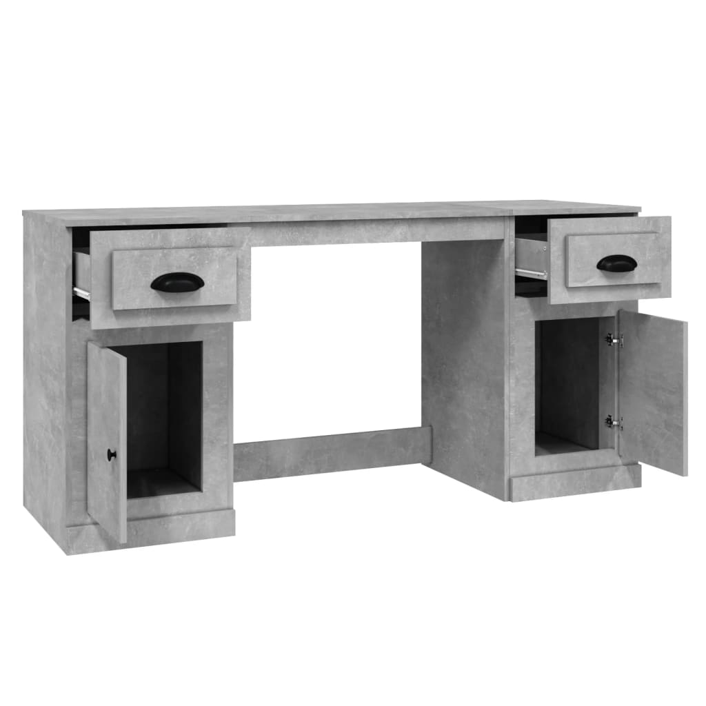 vidaXL Desk with Cabinet Concrete Grey Engineered Wood