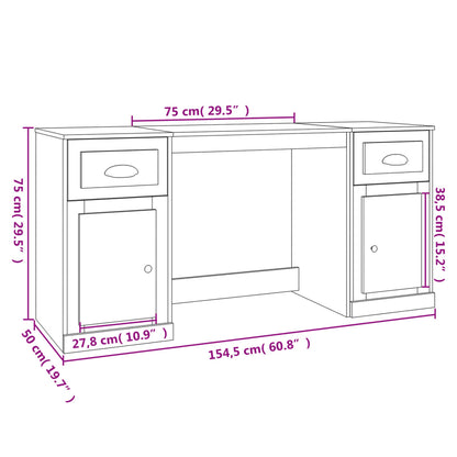 vidaXL Desk with Cabinet Concrete Grey Engineered Wood