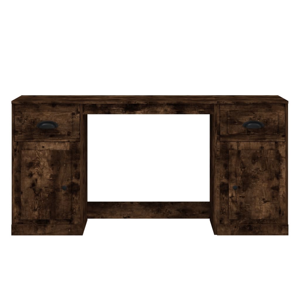 vidaXL Desk with Cabinet Smoked Oak Engineered Wood