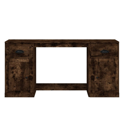 vidaXL Desk with Cabinet Smoked Oak Engineered Wood