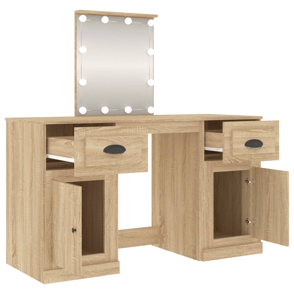 vidaXL Dressing Table | Sonoma oak | Engineered wood | 130x50x132.5 cm