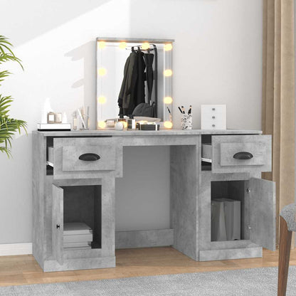 vidaXL Dressing Table with LED Concrete Grey 130x50x132,5 cm