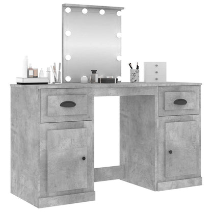 vidaXL Dressing Table with LED Concrete Grey 130x50x132,5 cm