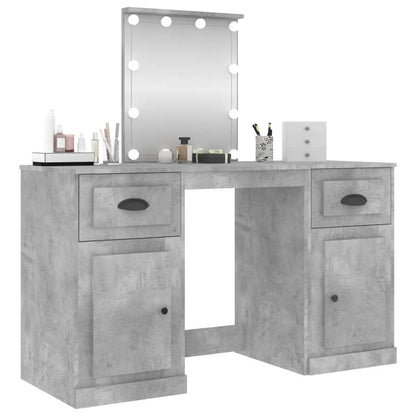vidaXL Dressing Table with LED Concrete Grey 130x50x132.5 cm