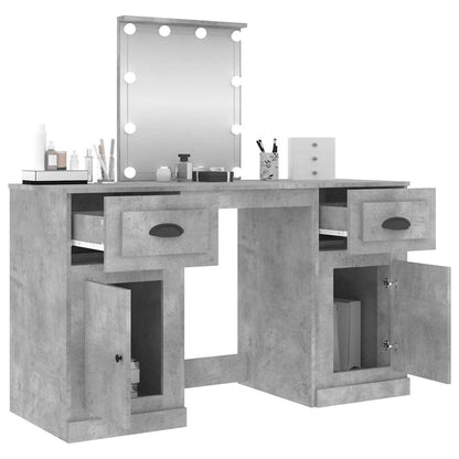 vidaXL Dressing Table with LED Concrete Grey 130x50x132,5 cm