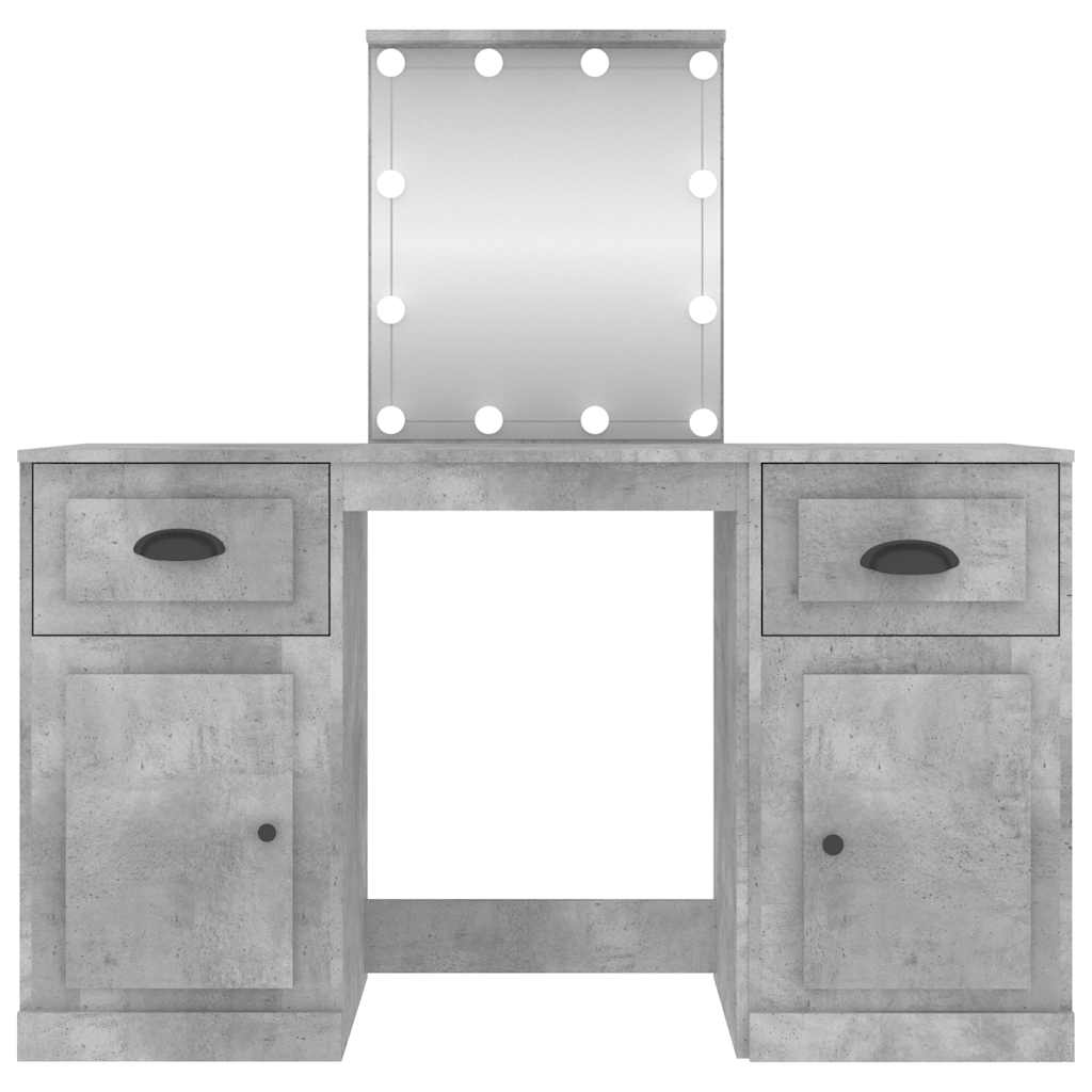vidaXL Dressing Table with LED Concrete Grey 130x50x132,5 cm