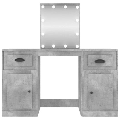 vidaXL Dressing Table with LED Concrete Grey 130x50x132,5 cm
