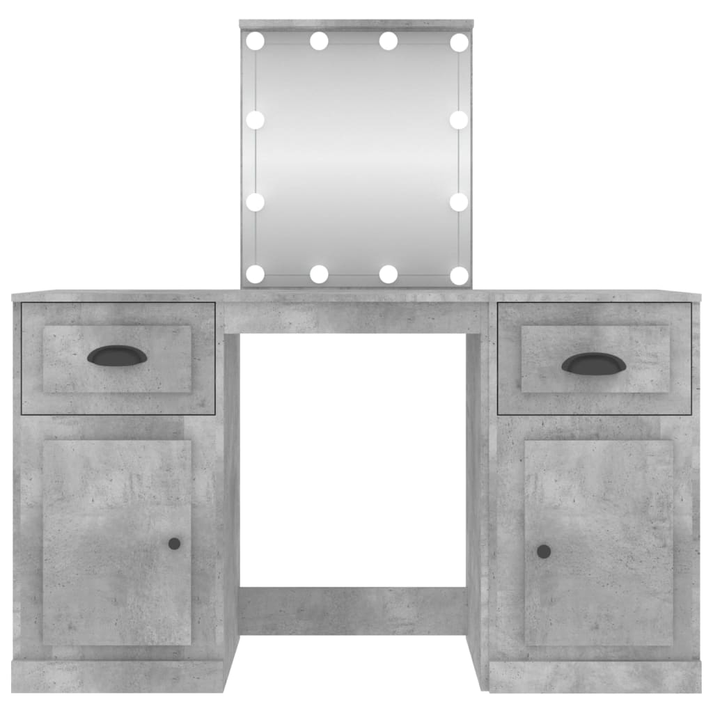 vidaXL Dressing Table with LED Concrete Grey 130x50x132.5 cm
