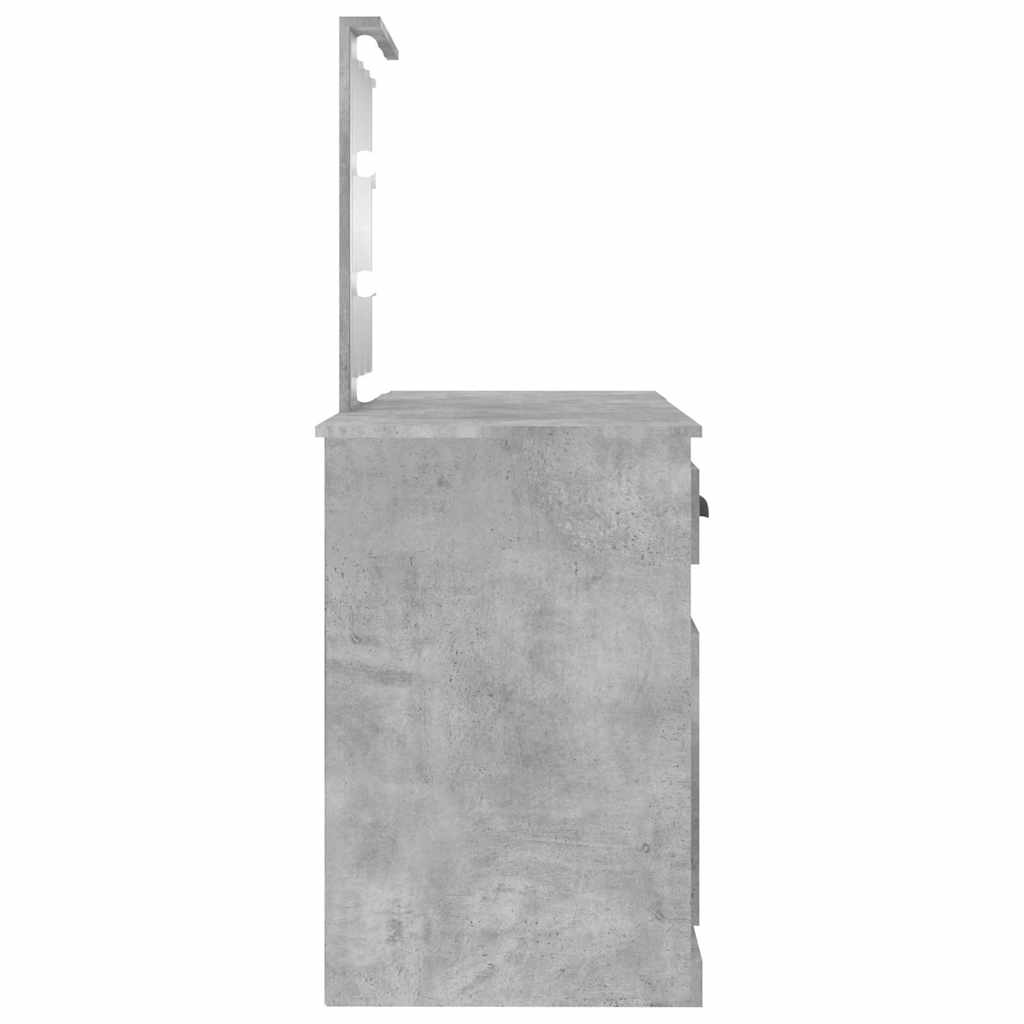 vidaXL Dressing Table with LED Concrete Grey 130x50x132,5 cm