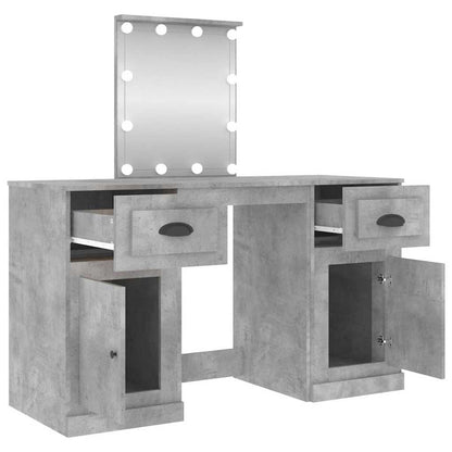 vidaXL Dressing Table with LED Concrete Grey 130x50x132,5 cm