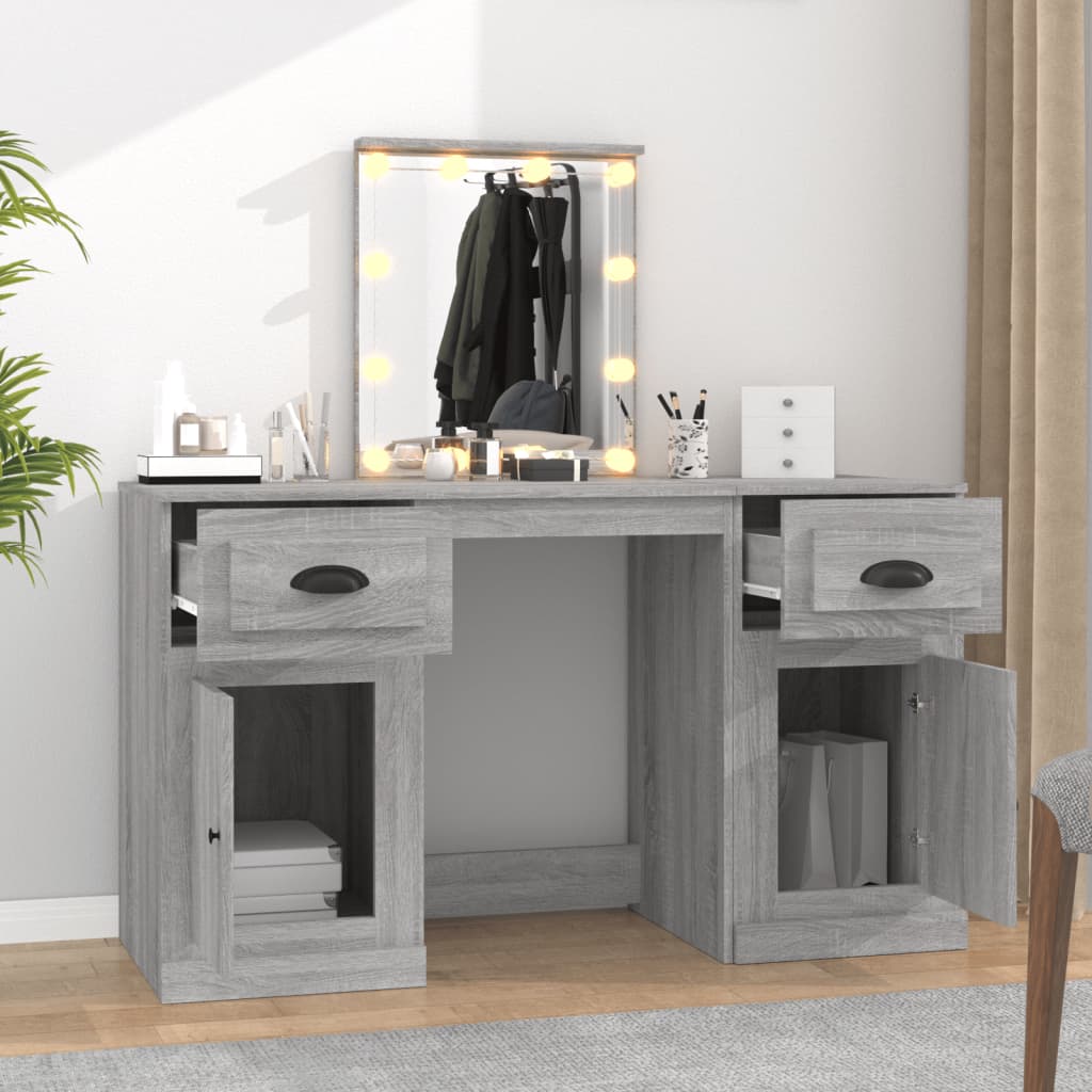 vidaXL Dressing Table | Grey Sonoma | Engineered wood, acrylic | 130x50x132.5 cm