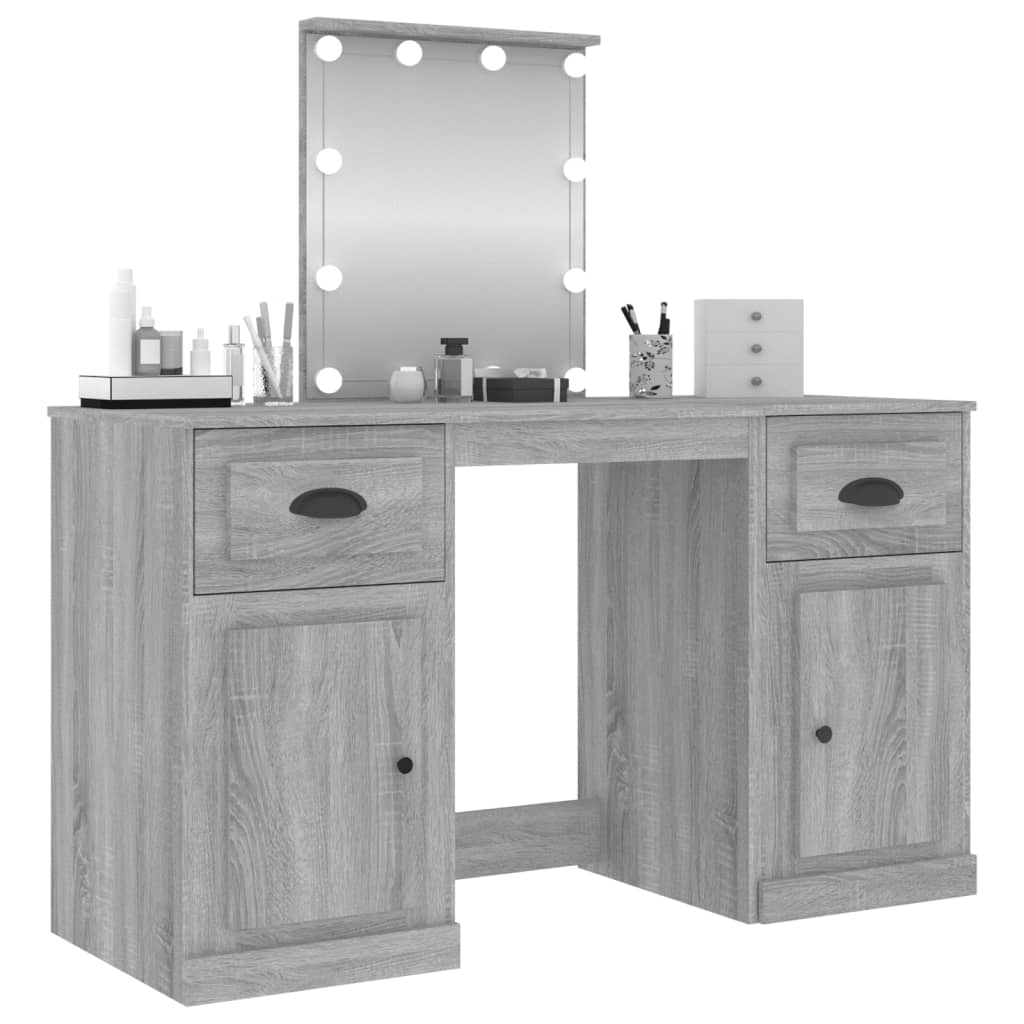 vidaXL Dressing Table | Grey Sonoma | Engineered wood, acrylic | 130x50x132.5 cm