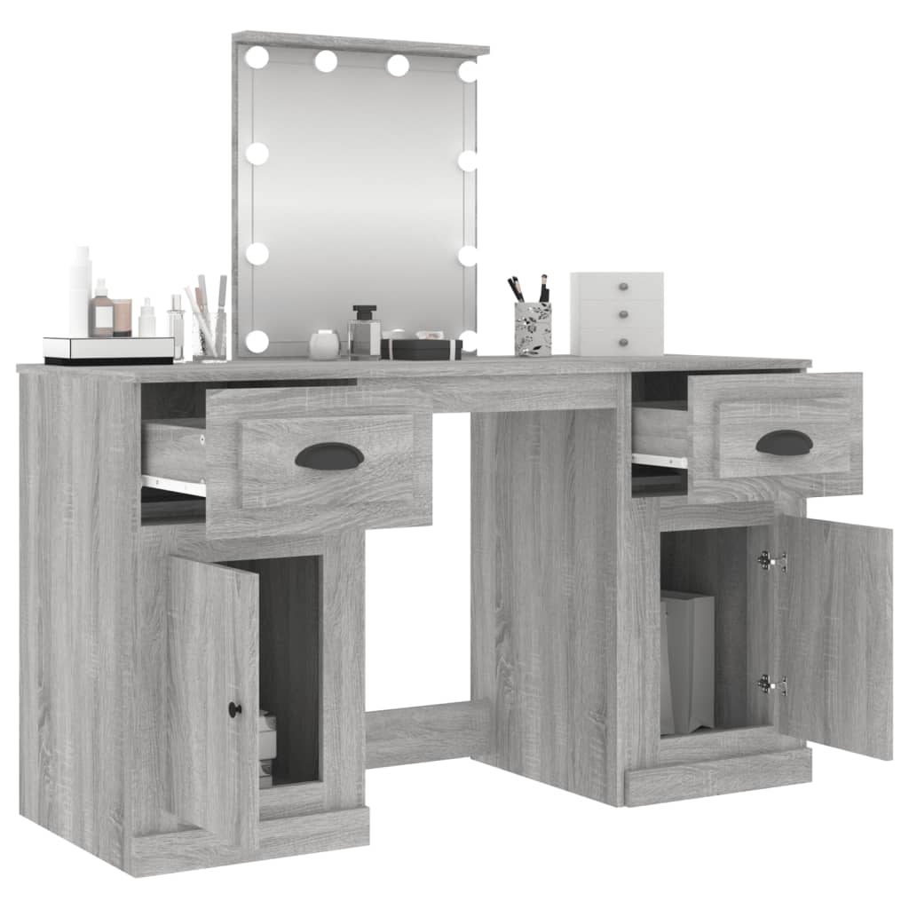 vidaXL Dressing Table | Grey Sonoma | Engineered wood, acrylic | 130x50x132.5 cm