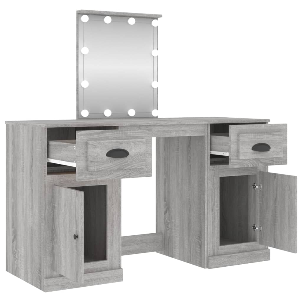 vidaXL Dressing Table | Grey Sonoma | Engineered wood, acrylic | 130x50x132.5 cm