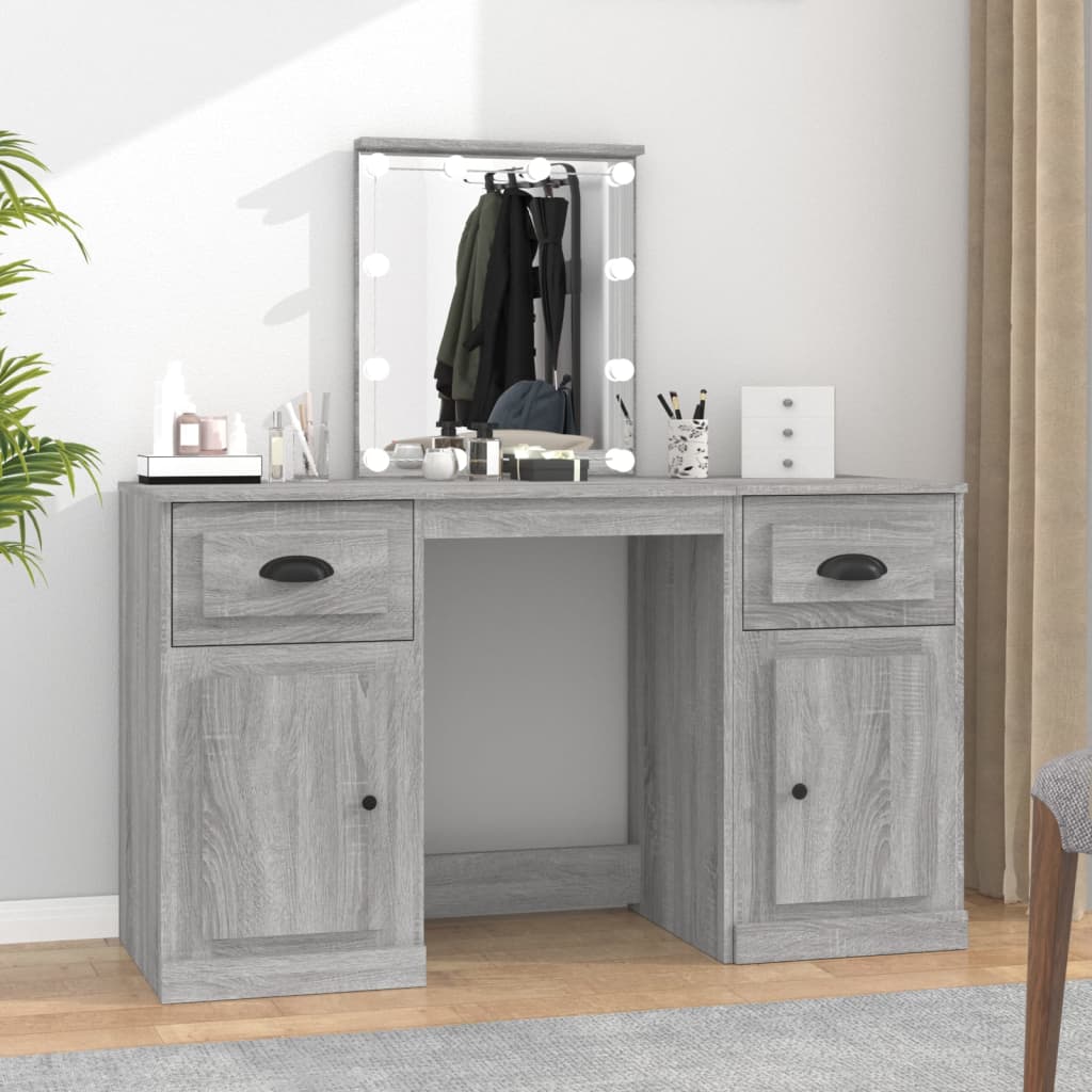 vidaXL Dressing Table | Grey Sonoma | Engineered wood, acrylic | 130x50x132.5 cm