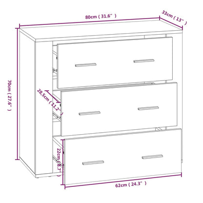 vidaXL Highboard Grey Sonoma Engineered Wood