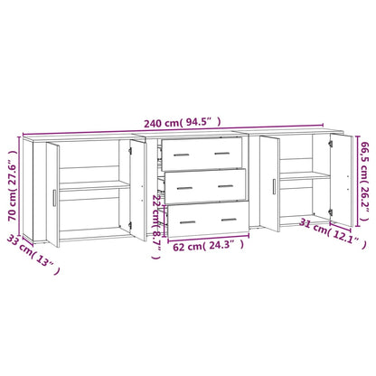 vidaXL Sideboards 3 pcs Concrete Grey Engineered Wood
