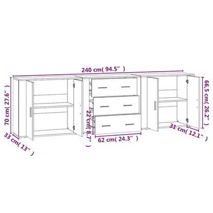 vidaXL Sideboards 3 pcs Grey Sonoma Engineered Wood