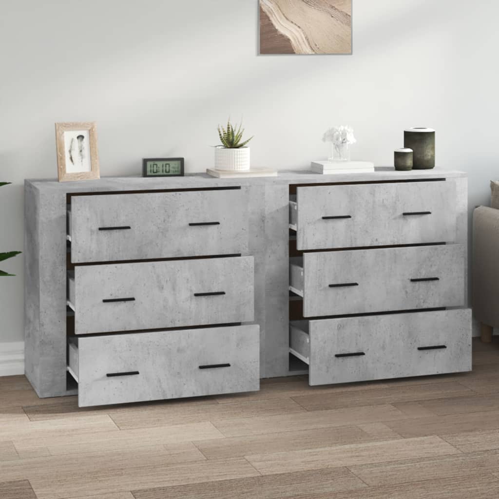 vidaXL Sideboards 2 pcs Concrete Grey Engineered Wood
