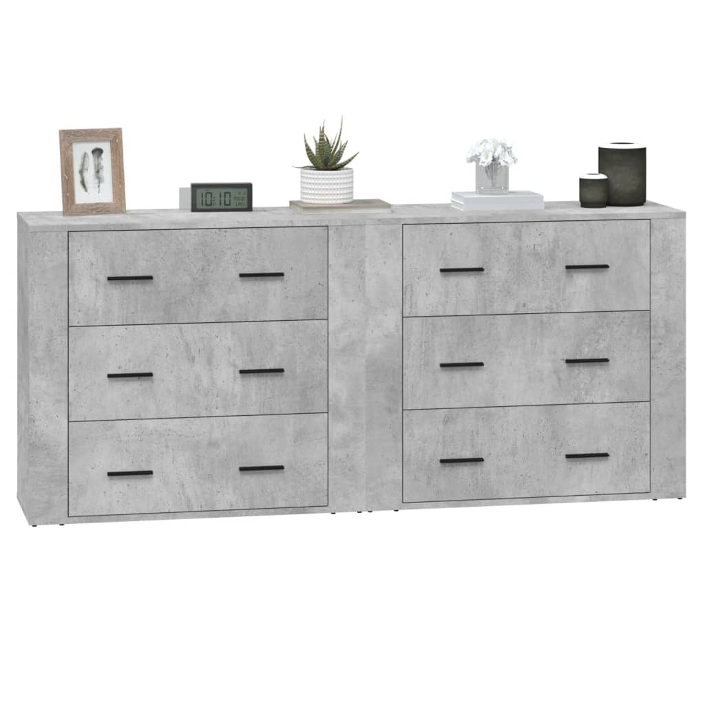 vidaXL Sideboards 2 pcs Concrete Grey Engineered Wood