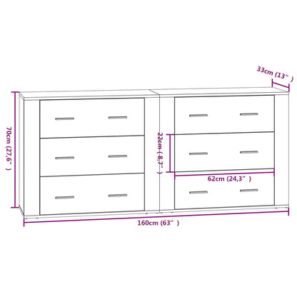 vidaXL Sideboards 2 pcs Concrete Grey Engineered Wood