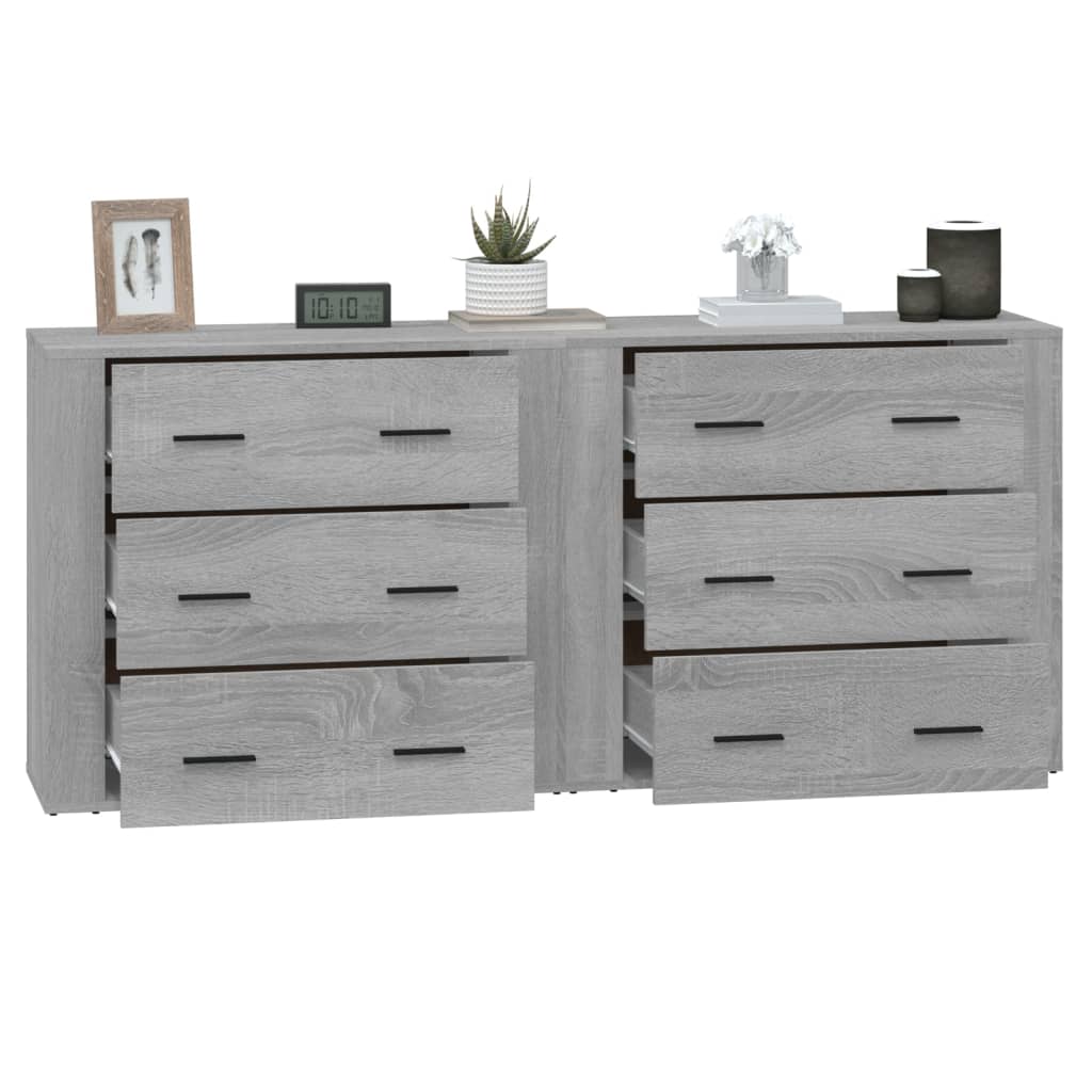 vidaXL Sideboards 2 pcs Grey Sonoma Engineered Wood