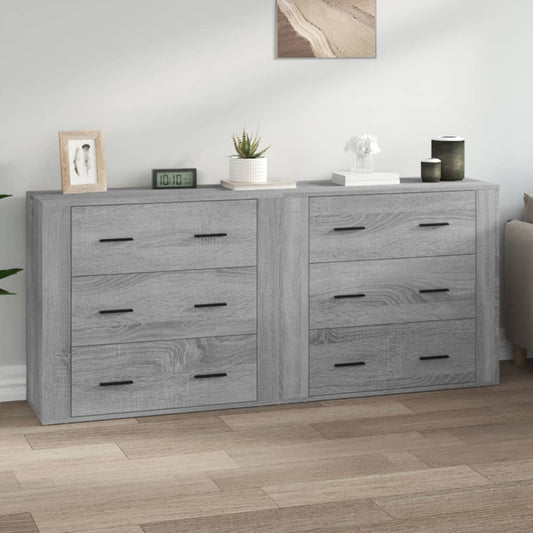 vidaXL Sideboards 2 pcs Grey Sonoma Engineered Wood