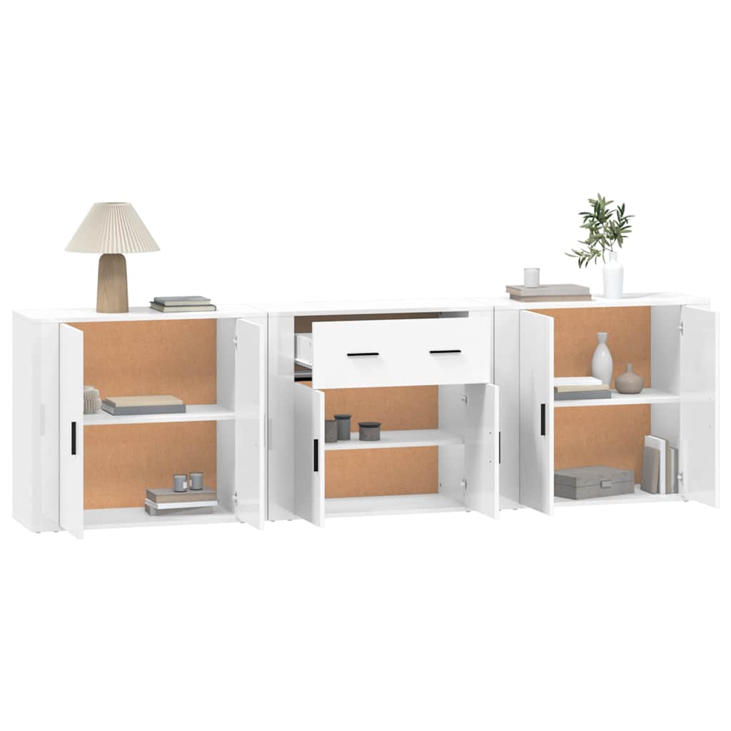 vidaXL Sideboards 3 pcs White Engineered Wood