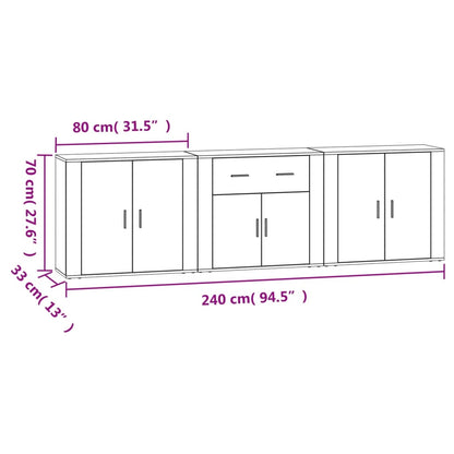 vidaXL Sideboards 3 pcs Sonoma Oak Engineered Wood