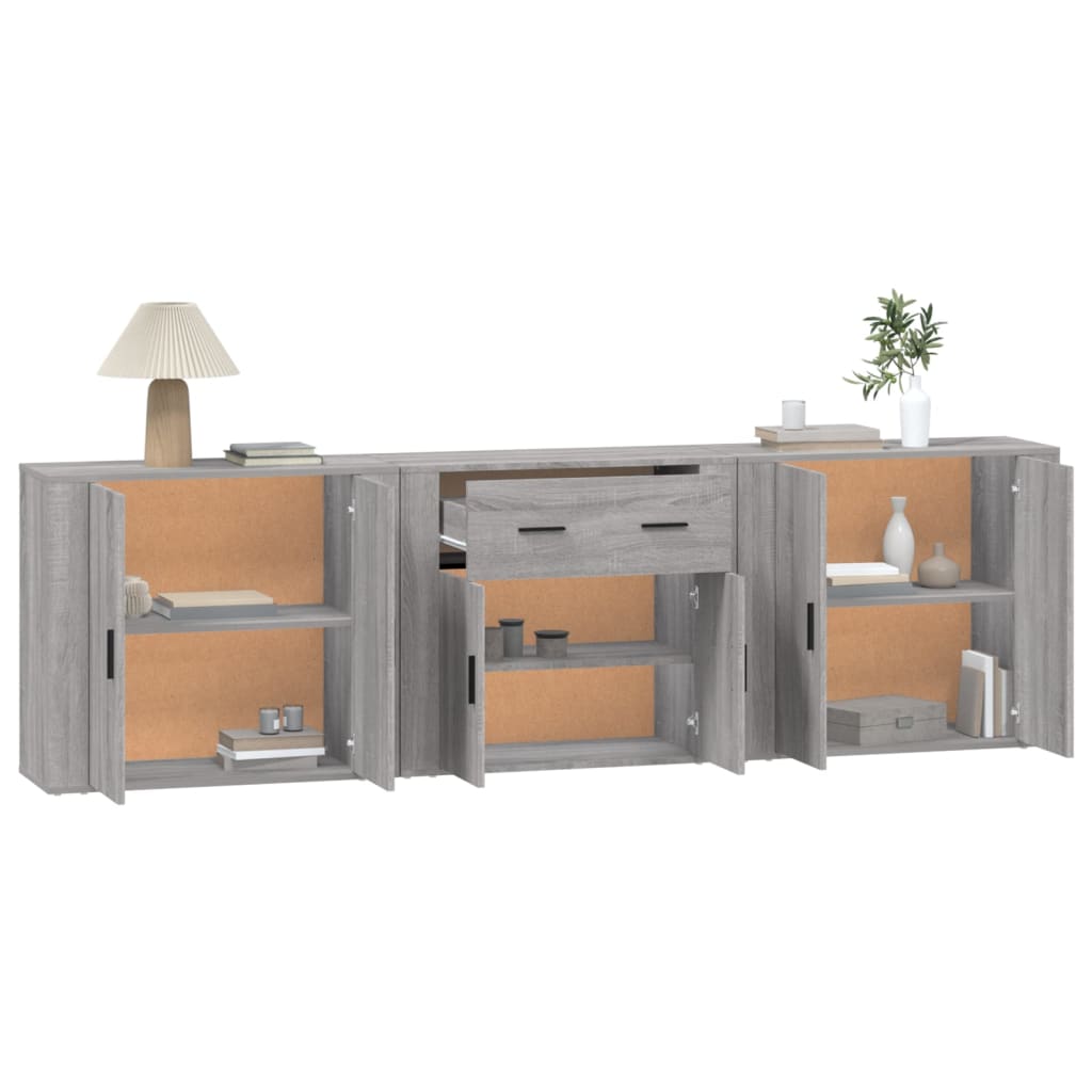 vidaXL Sideboards 3 pcs Grey Sonoma Engineered Wood