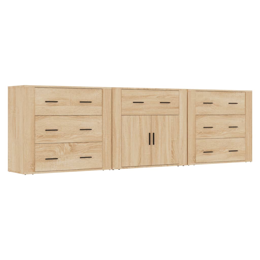 vidaXL Sideboard | Set of 3 | Sonoma Oak | Engineered Wood | Medium | Sideboard