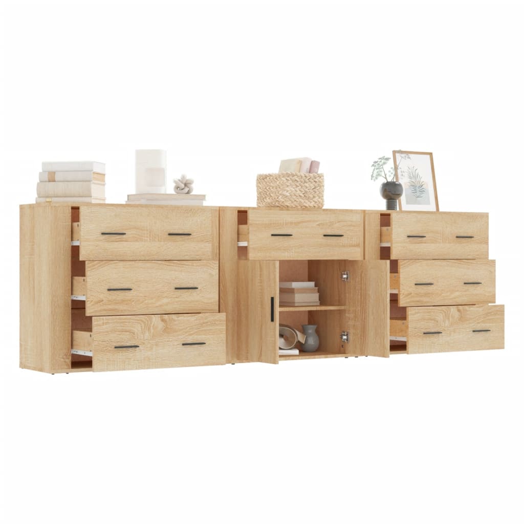 vidaXL Sideboard | Set of 3 | Sonoma Oak | Engineered Wood | Medium | Sideboard