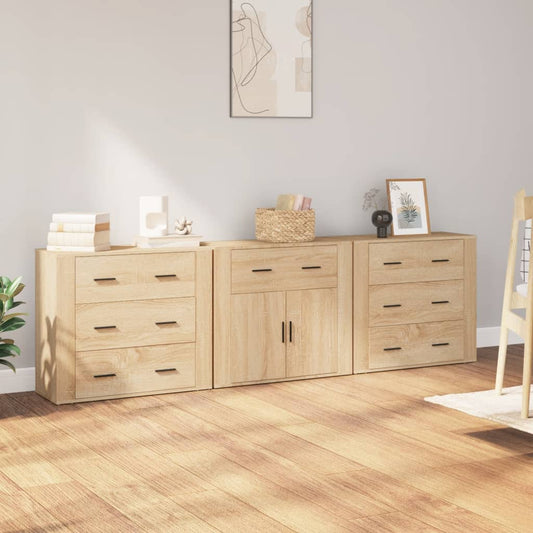 vidaXL Sideboard | Set of 3 | Sonoma Oak | Engineered Wood | Medium | Sideboard