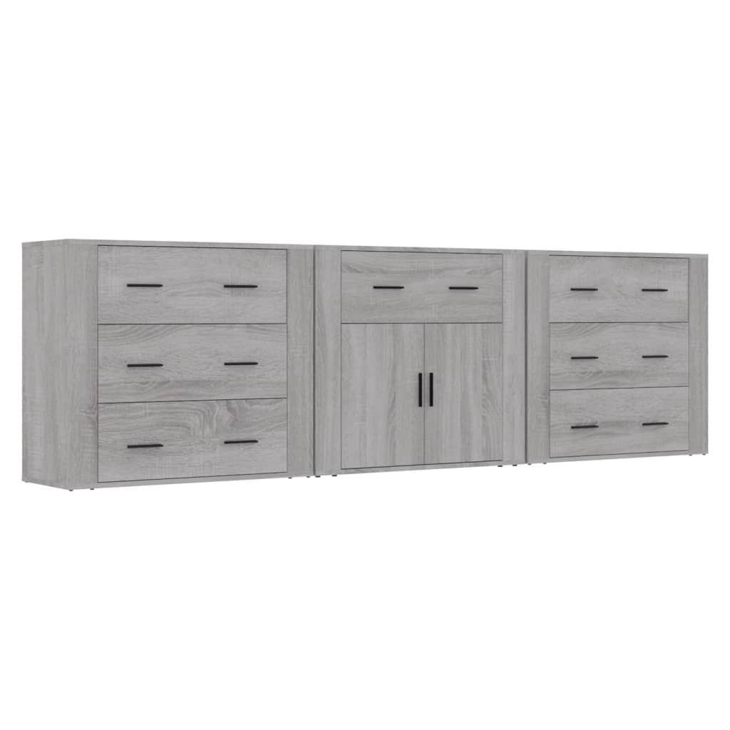 vidaXL Sideboards 3 pcs Grey Sonoma Engineered Wood
